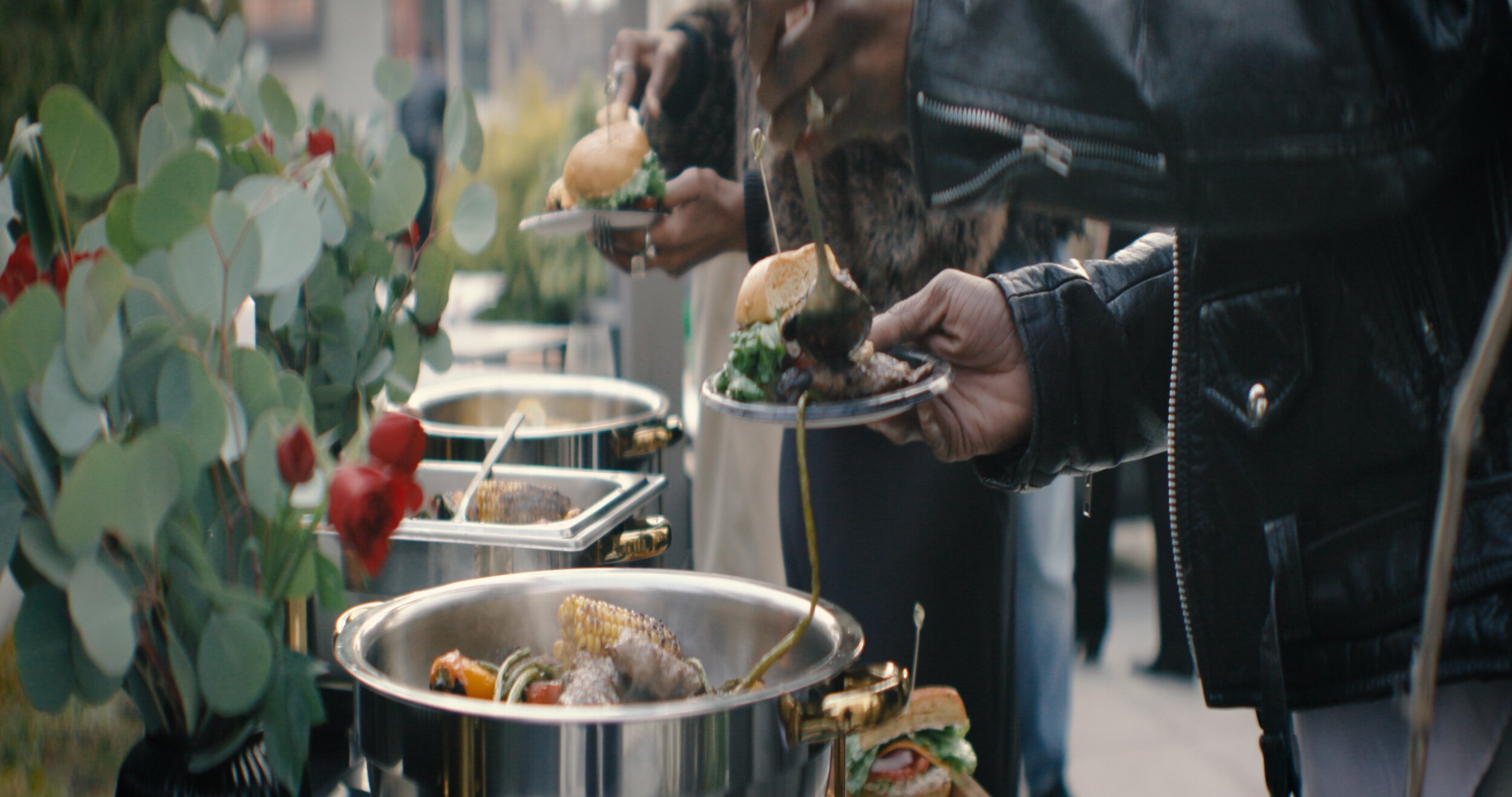Guests enjoying a catered outdoor event